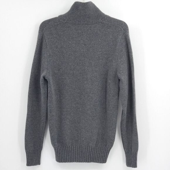 Eddie Bauer Shawl Collar Sweater Size Small Mens Gray Red Wool Blend Fair Isle - Picture 2 of 7